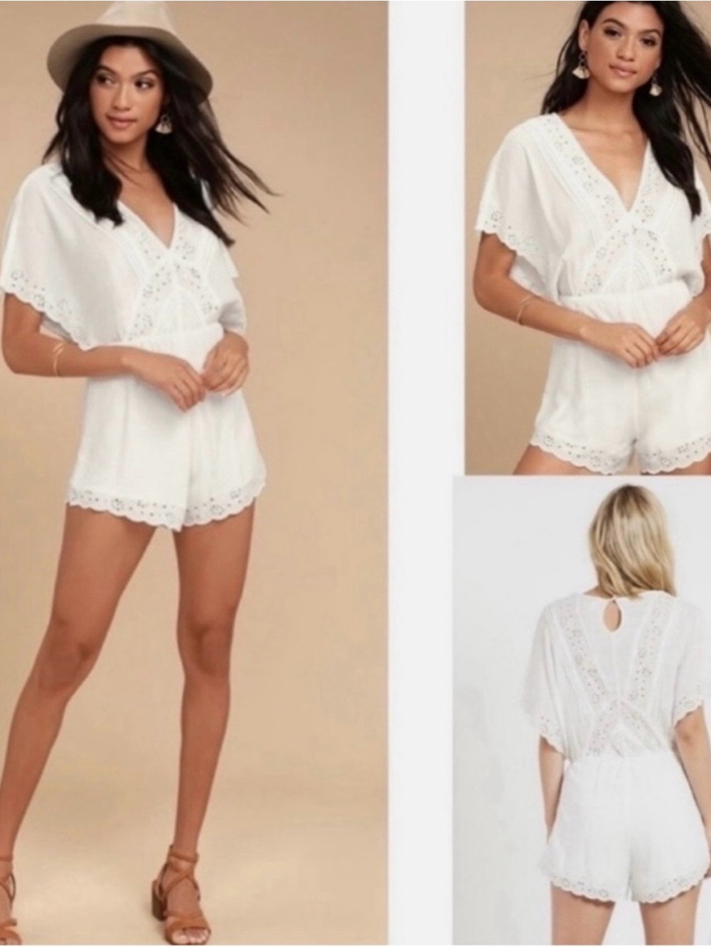 Amuse society Anderson eyelets v-neck romper